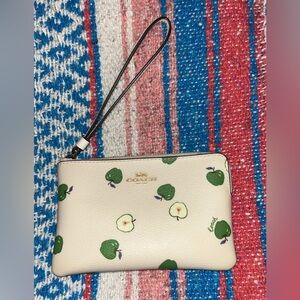 Coach Cream Wristlet with Brown Interior